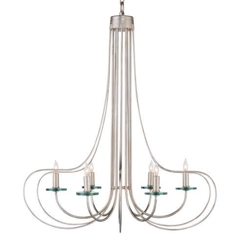 Currey & Company Harrow 30.75" Recycled Glass 6 Light Chandelier