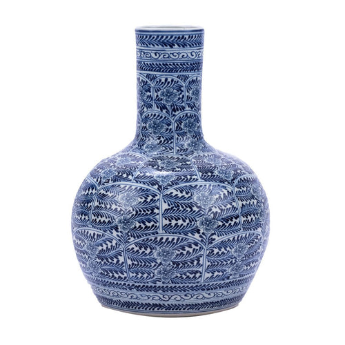 Blue & White Blossom Globular Vase By Legends Of Asia