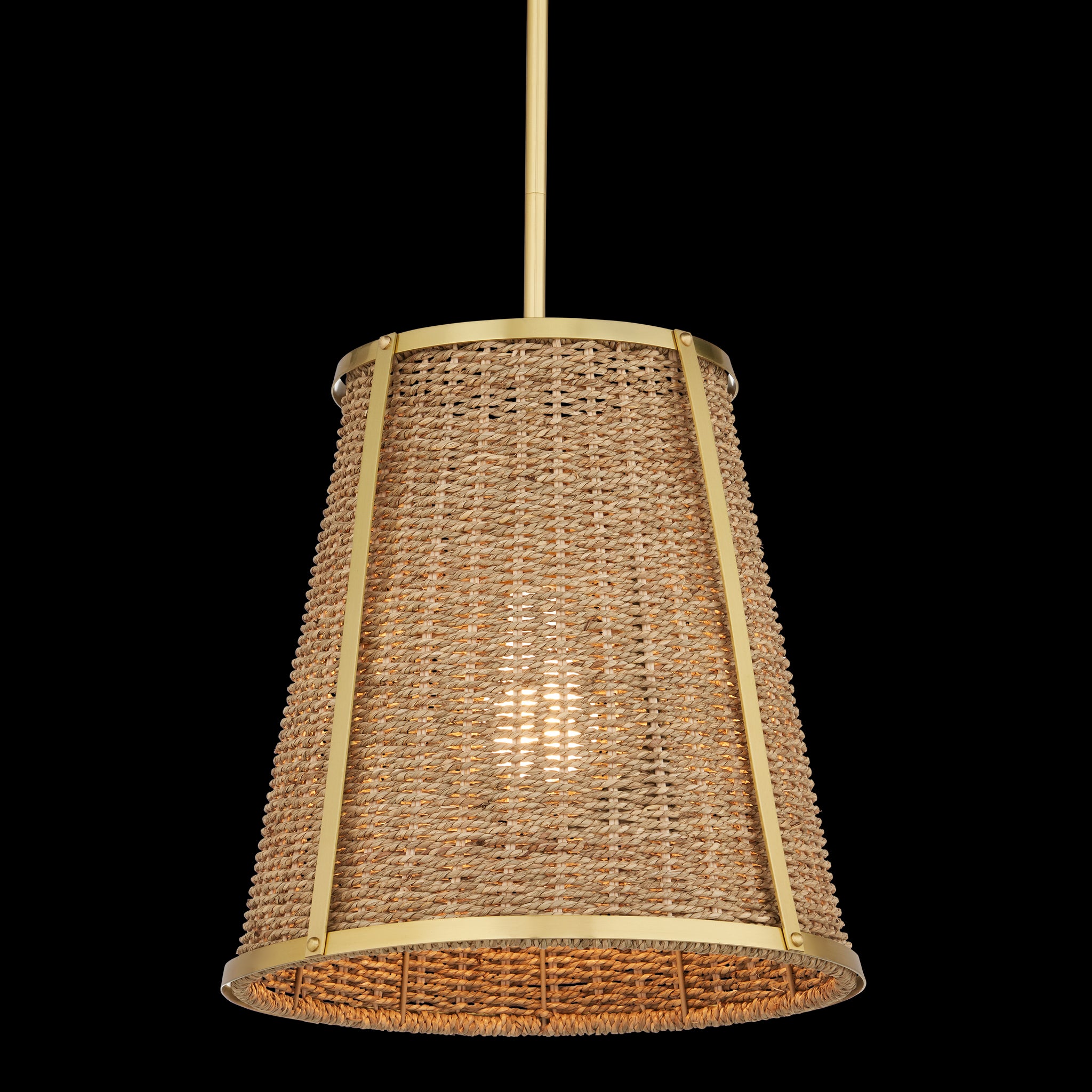 Currey & Company Deauville 14" Seagrass 1 Light Pendant