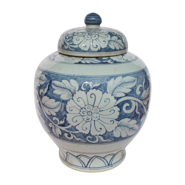 Blue And White Lidded Peony Jar By Legends Of Asia