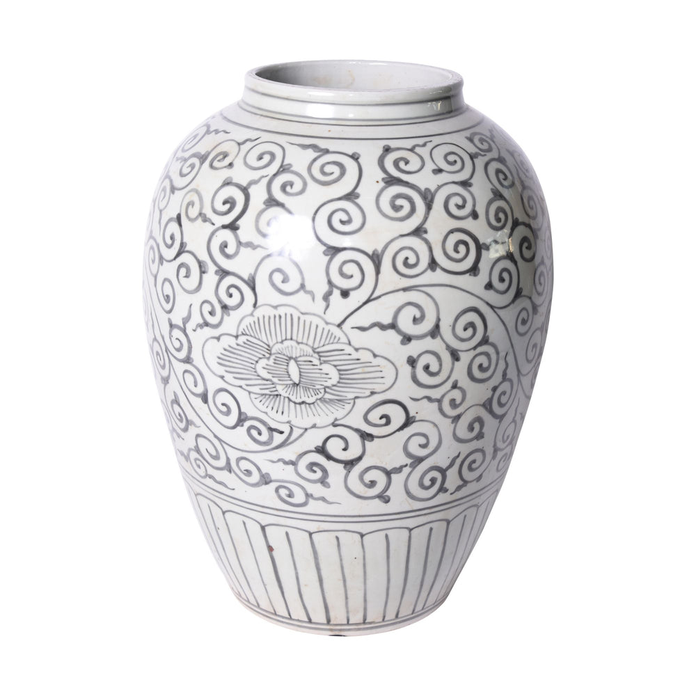 Black Peony Open Top Porcelain Urn By Legends Of Asia