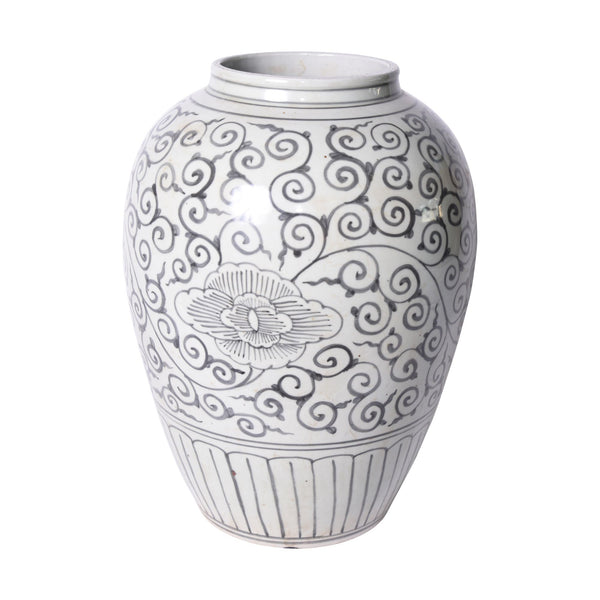 Black Peony Open Top Porcelain Urn By Legends Of Asia
