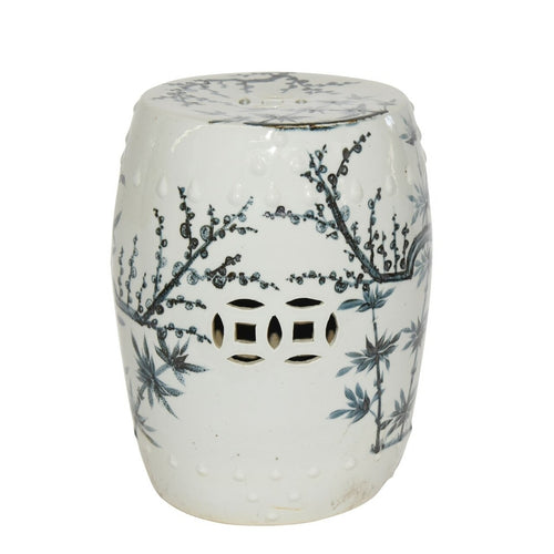 Blue And White Porcelain Garden Stool Magpie On Treetop