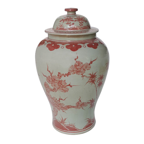 Coral Red Plum Tree Temple Jar By Legends Of Asia