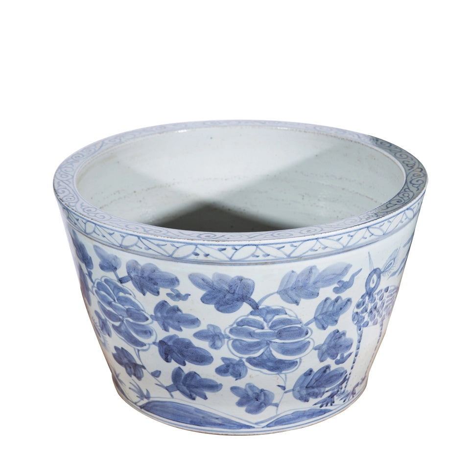Legends Of Asia Blue and White Bird Basin Planter