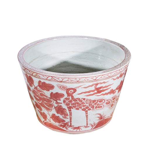 Legends Of Asia Coral Red Bird Basin Planter