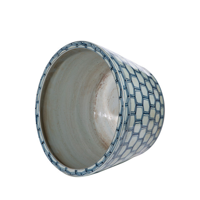 Legends Of Asia Blue And White Honeycomb Basin Planter