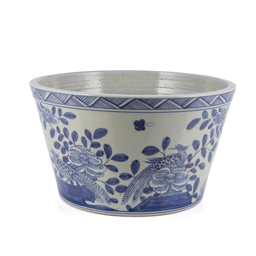 Blue And White Basin Planter Flower Bird Motif By Legends Of Asia
