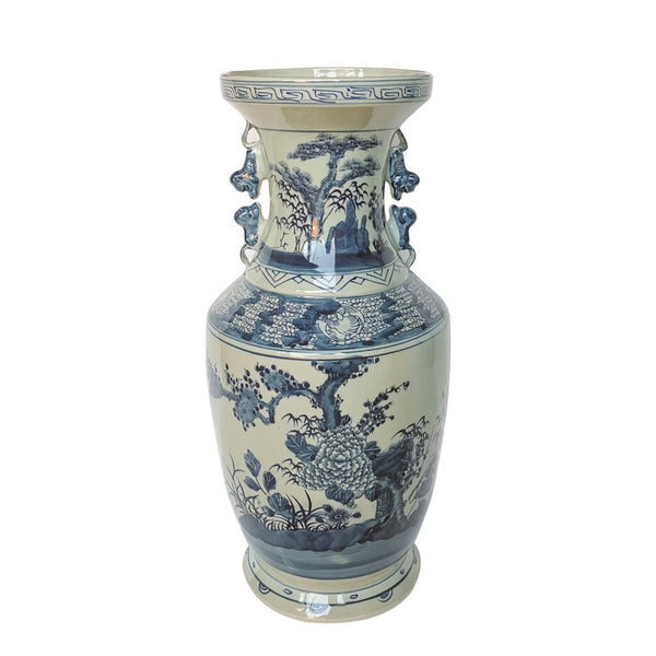 Blue And White Flower Tree Vase With Squirrel Handles By Legends Of Asia