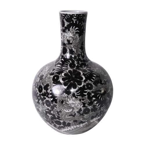 Black Dragon Globular Vase By Legends Of Asia