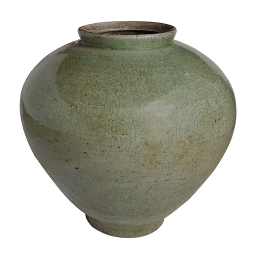 Large Celadon Crackle Cone Shaped Jar By Legends Of Asia