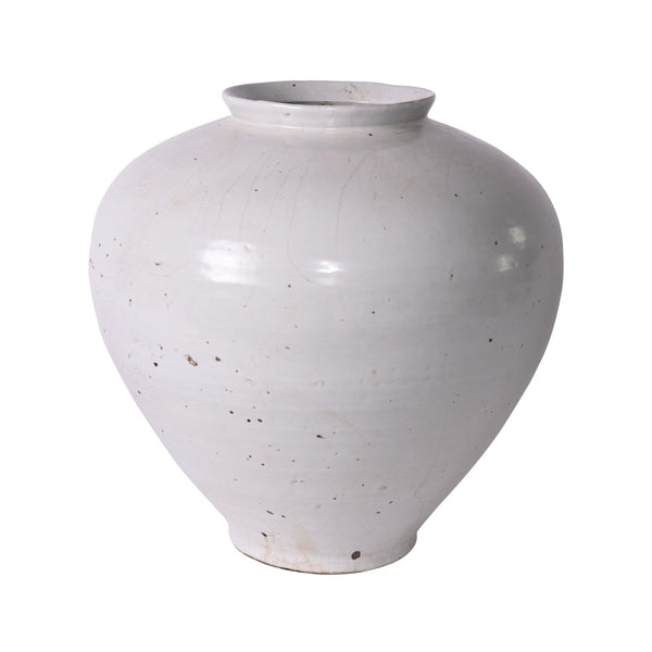 Large White Crackle Cone Shaped Jar By Legends Of Asia