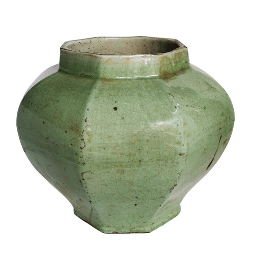 Celadon Crackle Octagonal Jar By Legends Of Asia