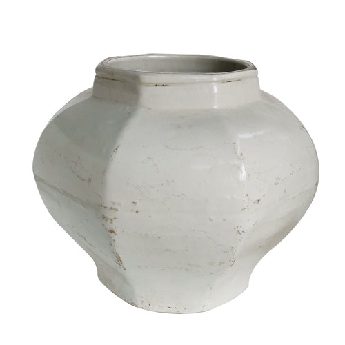 White Crackle Octagonal Jar By Legends Of Asia