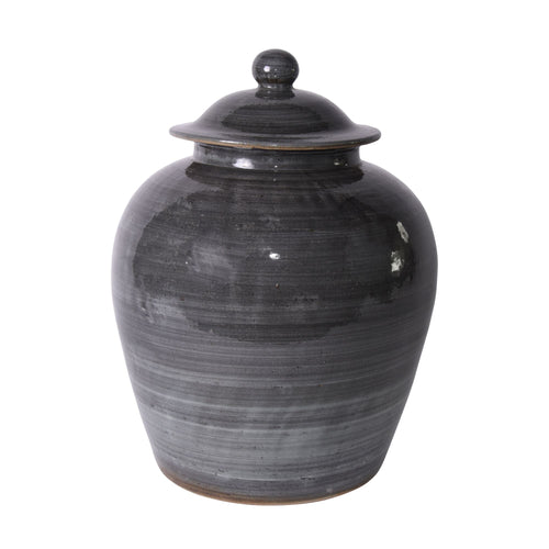Iron Gray Village Lidded Jar By Legends Of Asia