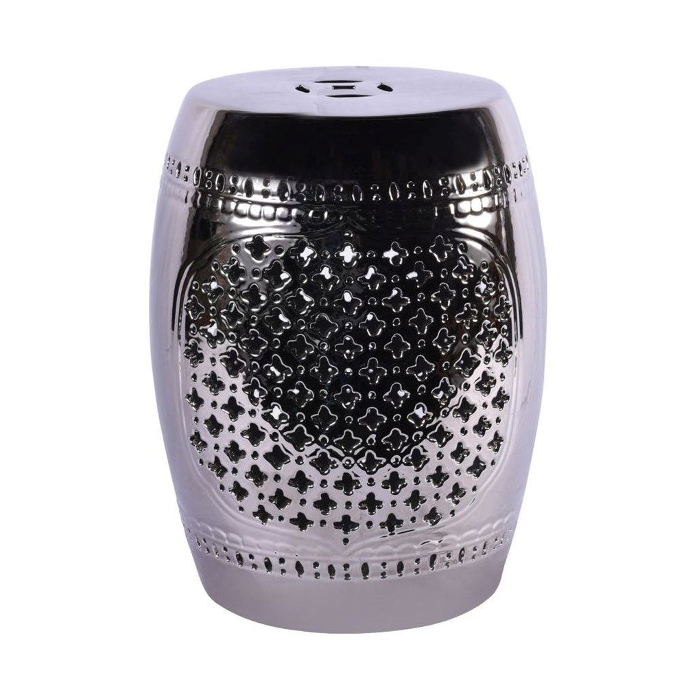 Carved Medallion Garden Stool Silver By Legends Of Asia