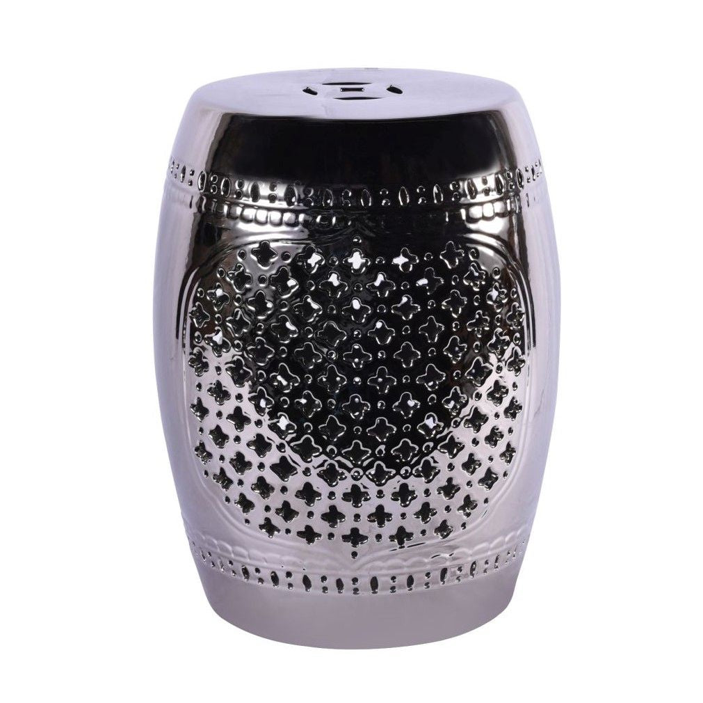 Carved Medallion Garden Stool Silver By Legends Of Asia