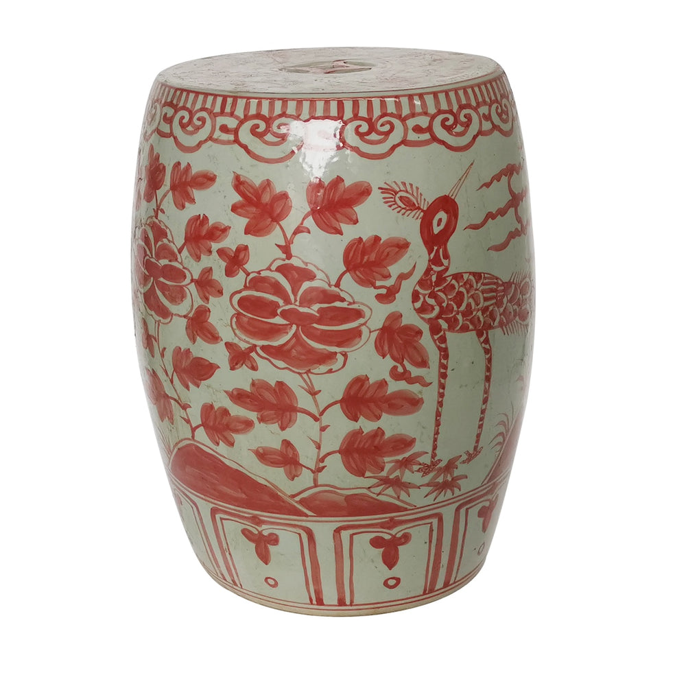 Coral Red Bird Village Garden Stool by Legend of Asia