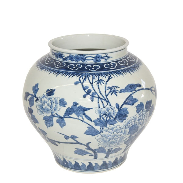 Blue & White Bird Floral Open Top Jar By Legends Of Asia