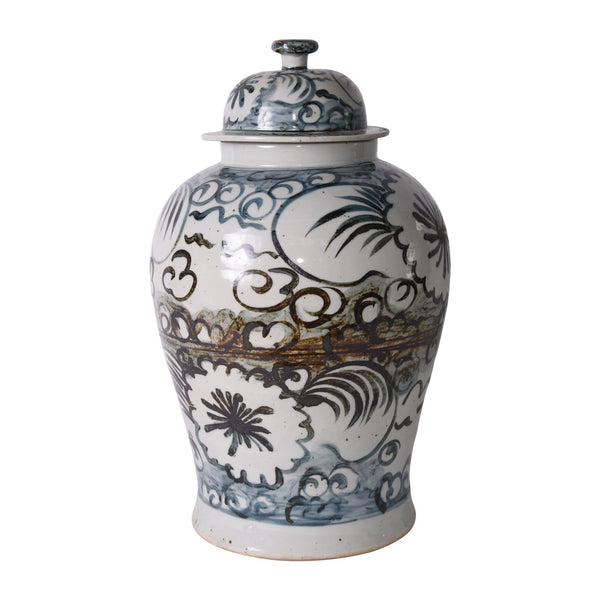 Blue And White Sea Flower Temple Jar Large By Legends Of Asia