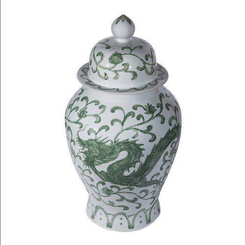 Dragon Lotus Temple Jar in Celadon by Legend of Asia