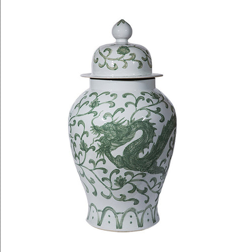 Celadon Dragon Lotus Temple Jar By Legends Of Asia