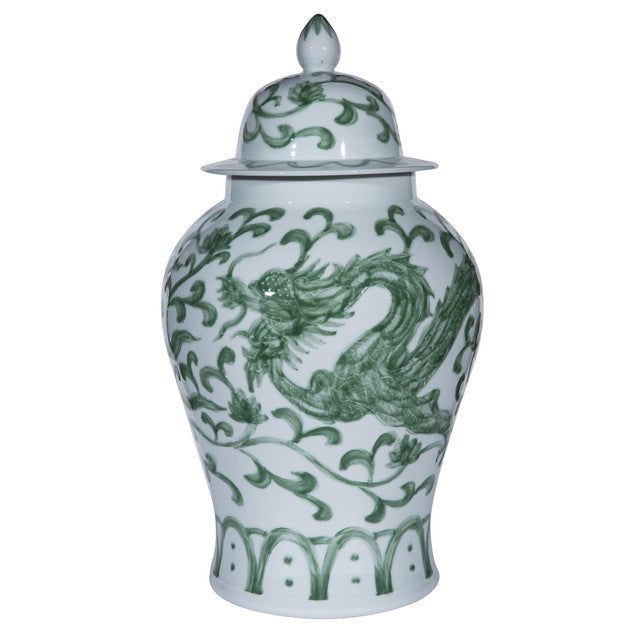 Dragon Lotus Temple Jar in Celadon by Legend of Asia