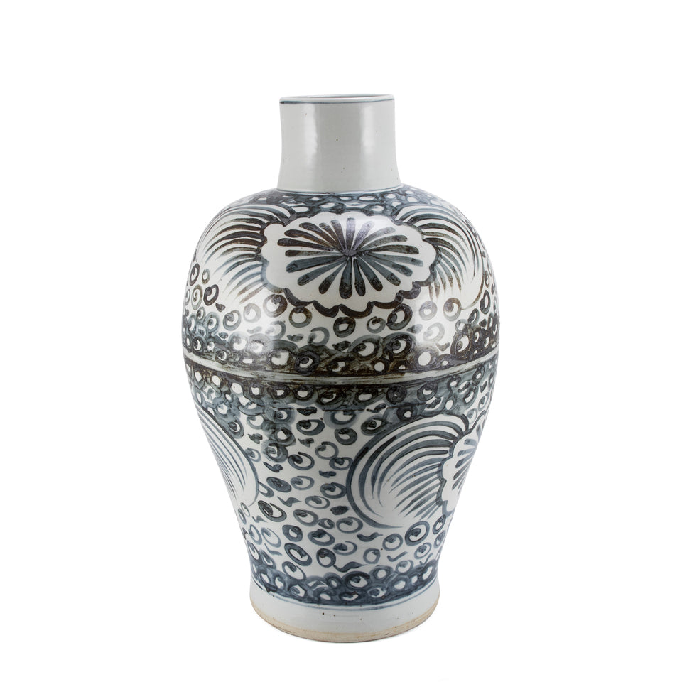 Indigo Baluster Vase Sea Flower Motif By Legends Of Asia