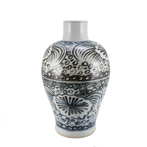 Indigo Baluster Vase Sea Flower Motif By Legends Of Asia