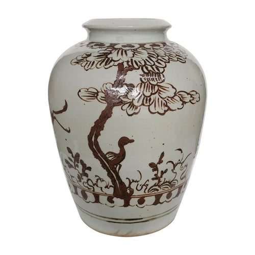 Rusty Brown Jar With Bird Under Tree By Legends Of Asia