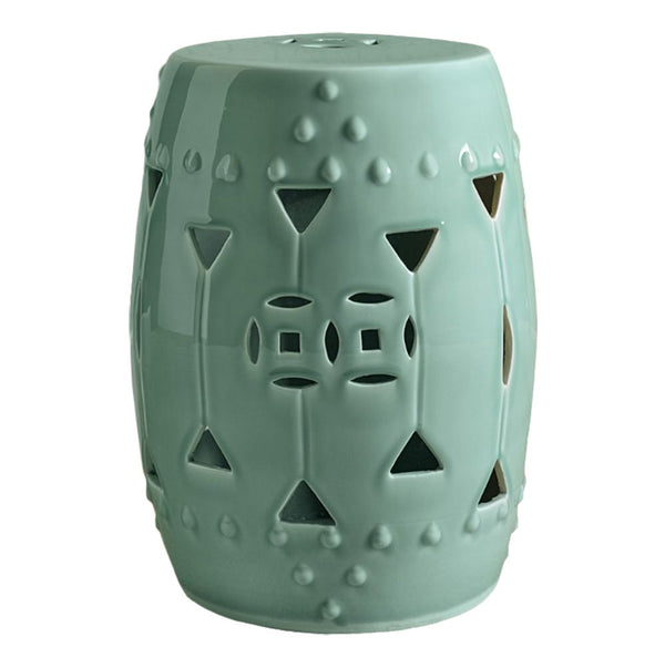 Carved Triangle Round Stool Celadon By Legends Of Asia