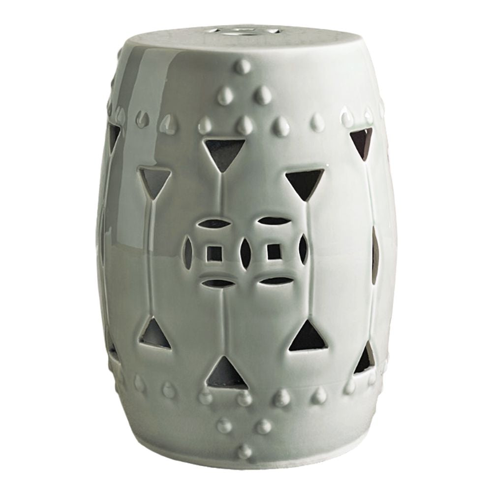 Carved Triangle Round Stool White By Legends Of Asia