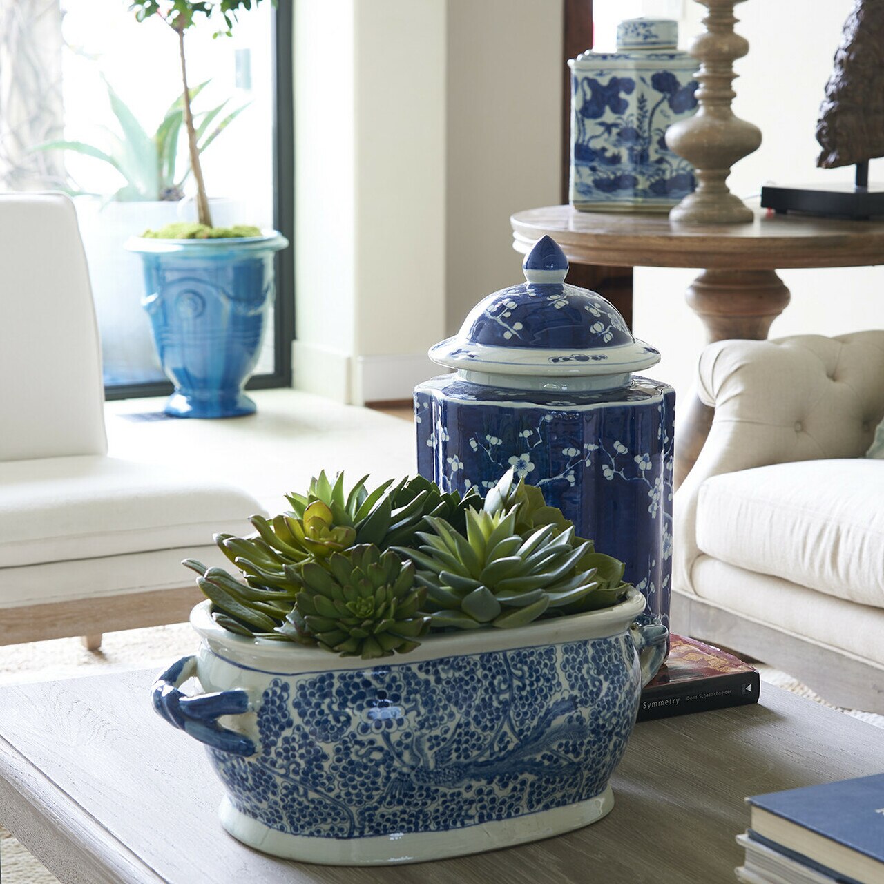 Blue And White Phoenix Foot Bath Planter by Legend of Asia