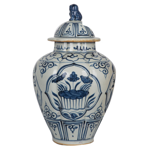 Blue And White Ridged Jar Fish Motif By Legends Of Asia