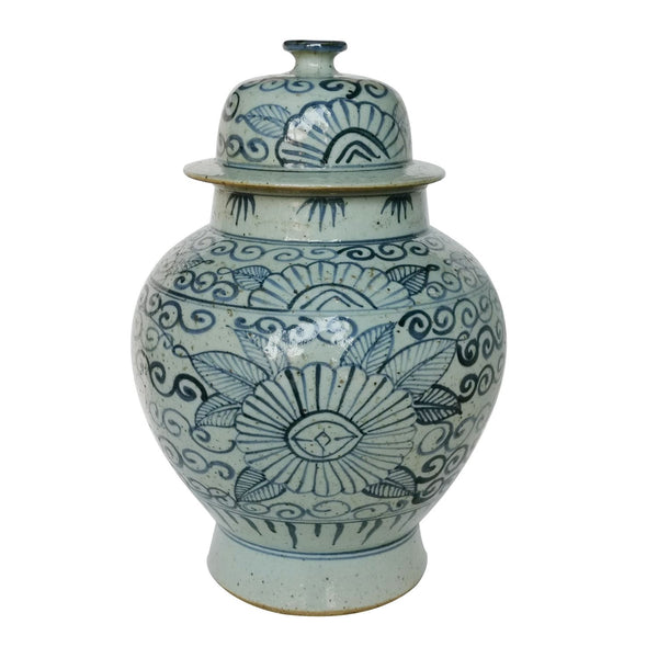 Blue And White Ancestor Sunflower Small Temple Jar By Legends Of Asia
