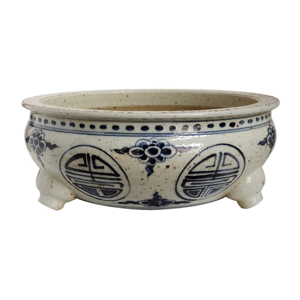 Blue And White Longevity Tri Leg Vessel By Legends Of Asia
