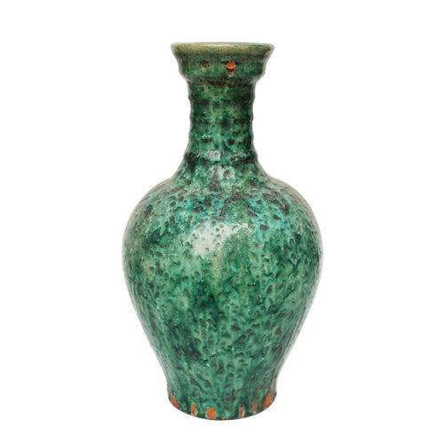 Speckled Green Ridged Neck Vase By Legends Of Asia