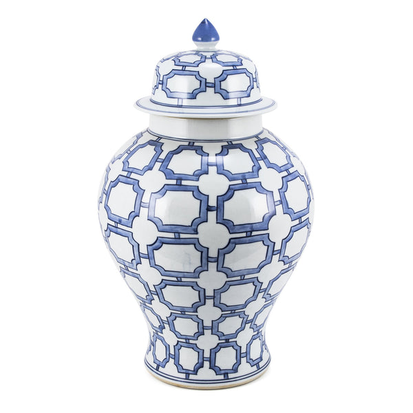 Blue And White Octagonal Window Temple Jar By Legends Of Asia