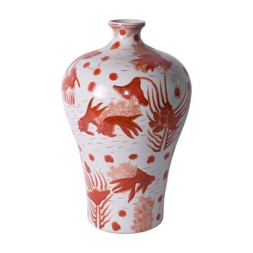 Red Goldfish Prunus Vase By Legends Of Asia