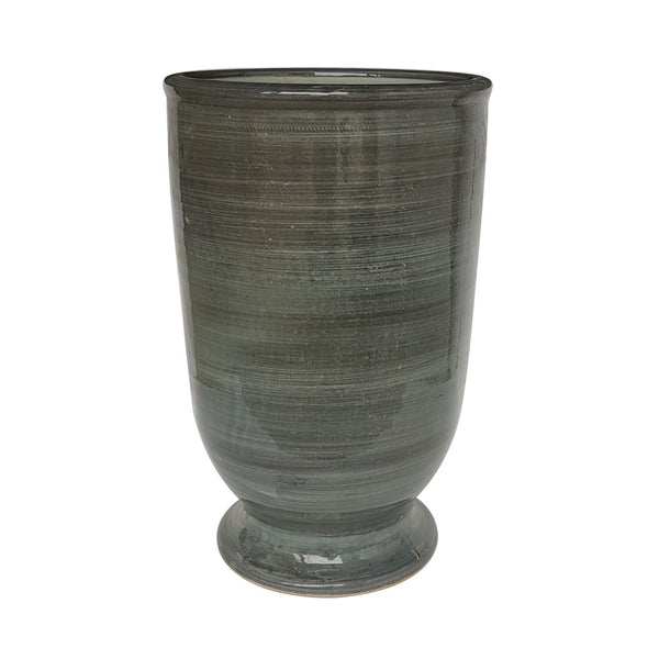 Provence Vase With Stripped Gray Glaze By Legends Of Asia