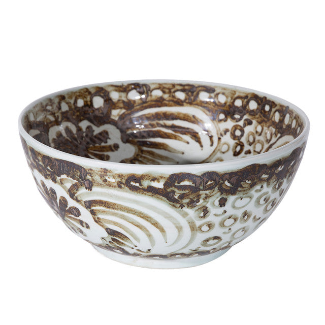 Rustic Brown Sea Flower Bowl by Legends Of Asia