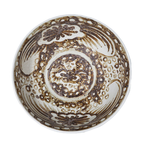 Rustic Brown Sea Flower Bowl by Legends Of Asia