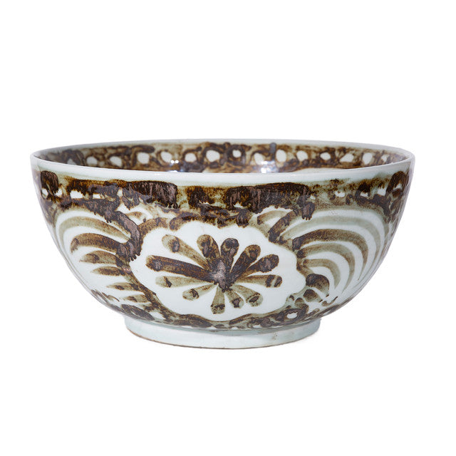 Rustic Brown Sea Flower Bowl by Legends Of Asia