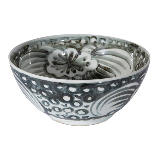 Indigo Blue Sea Flower Bowl by Legends Of Asia
