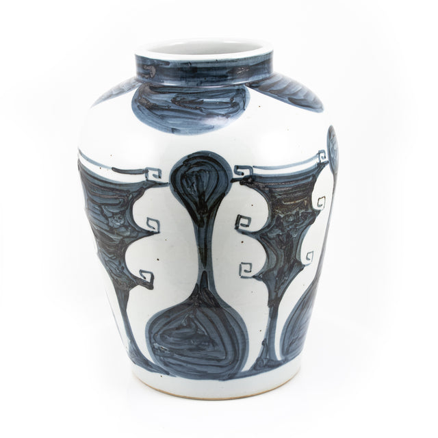 Blue And White Abstract Painting Jar By Legends Of Asia