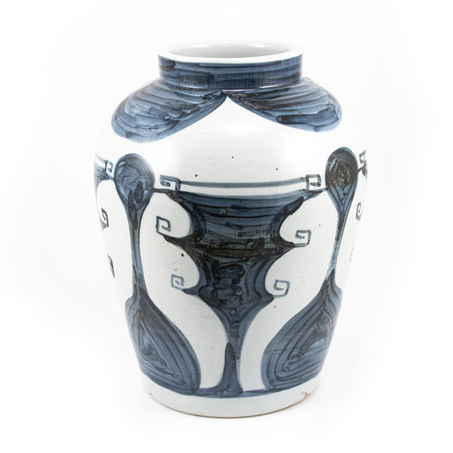 Blue And White Abstract Painting Jar By Legends Of Asia
