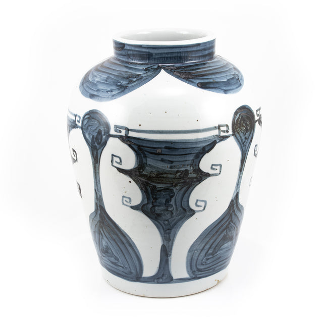 Blue And White Abstract Painting Jar By Legends Of Asia