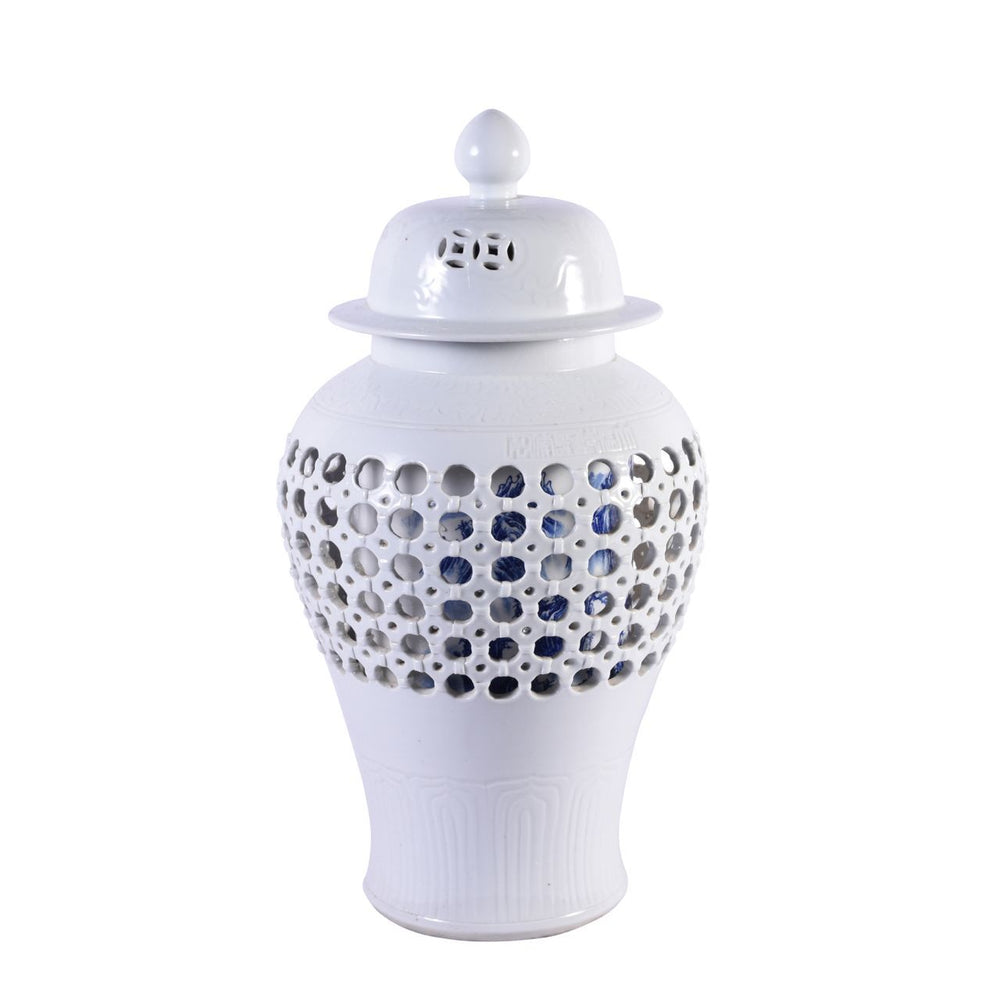 White Carved Knot Temple Jar By Legends Of Asia