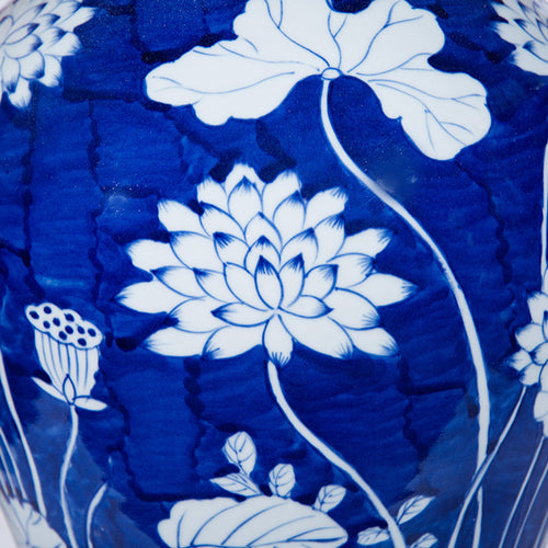 Blue Lotus Temple Jar by  Legends Of Asia