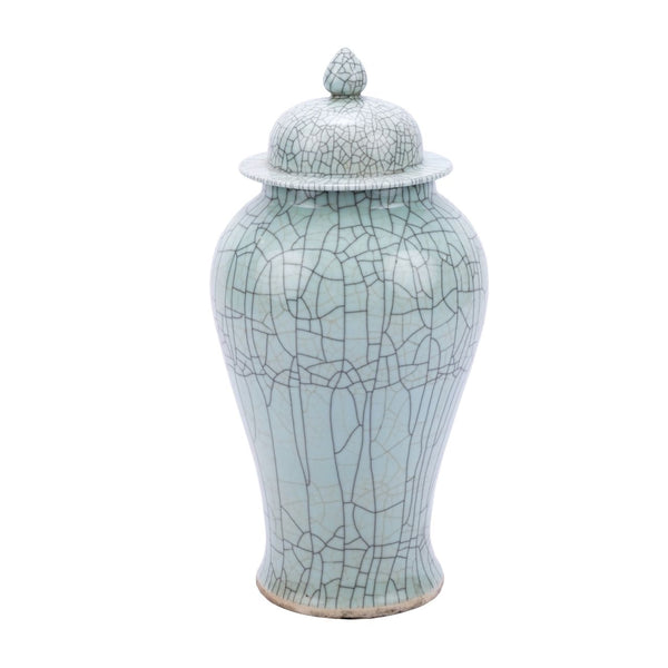 Crackle Celadon Temple Jar L By Legends Of Asia